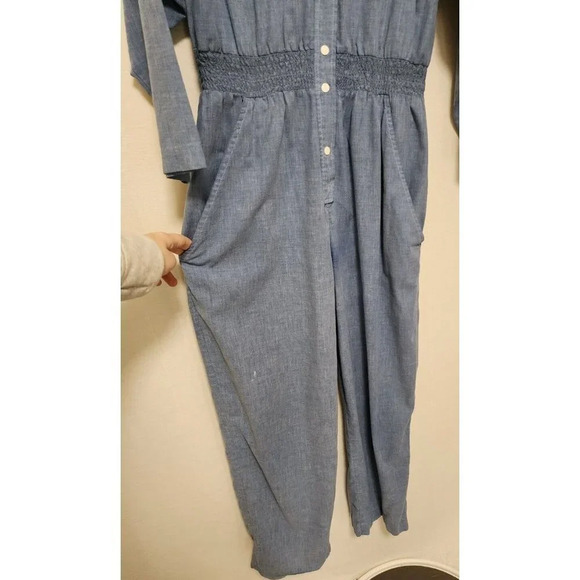70s 80s Evelyn Pearson Women Vintage Jumpsuit Chambray Denim Style Neiman Marcus - Picture 6 of 9